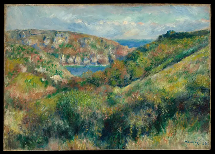Colinas alrededor de la bahía de Moulin Huet, Guernsey, Pierre-Auguste Renoir