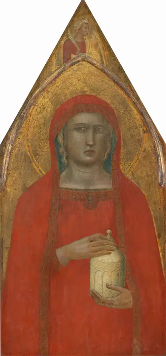 Santa María Magdalena, con un ángel [panel izquierdo], Pietro Lorenzetti