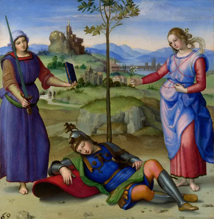 El sueño del caballero, Rafael Sanzio