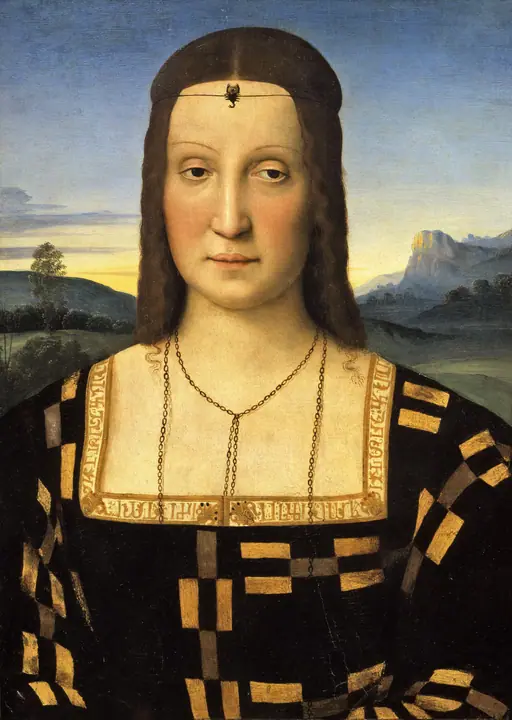 Retrato de Elisabetta Gonzaga (Detalle), Rafael Sanzio