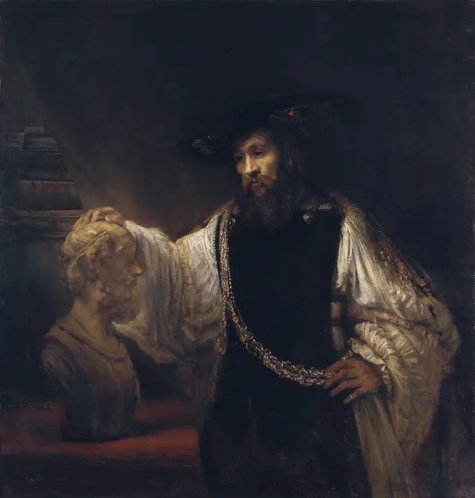 Aristóteles contemplando el busto de Homero, Rembrandt van Rijn