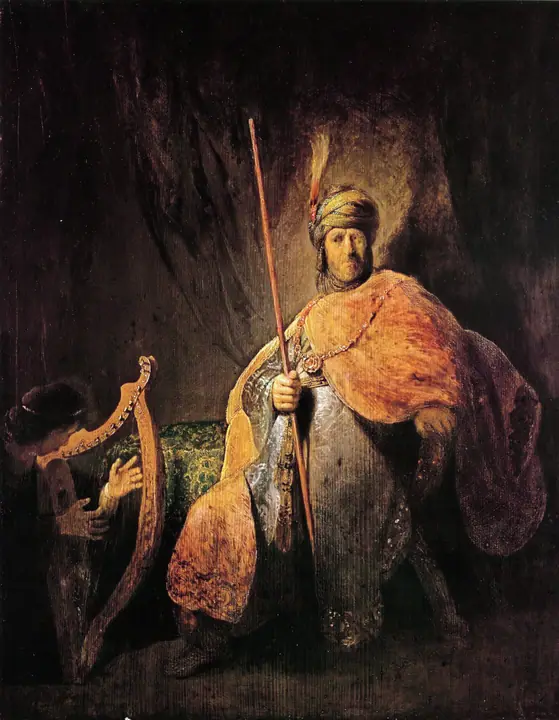 David tocando el arpa ante Saúl, Rembrandt van Rijn
