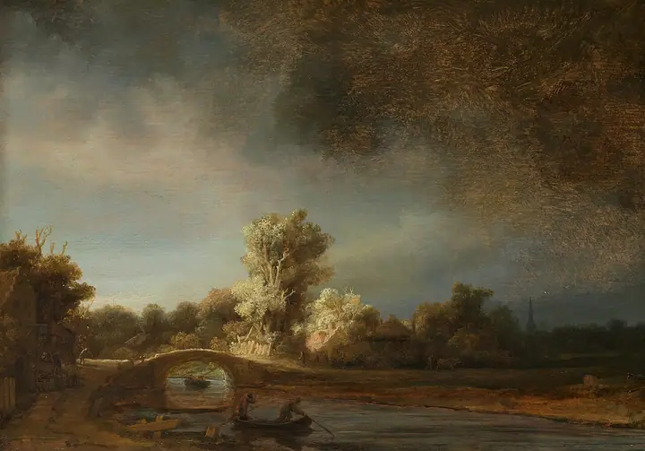 El puente de piedra, Rembrandt van Rijn