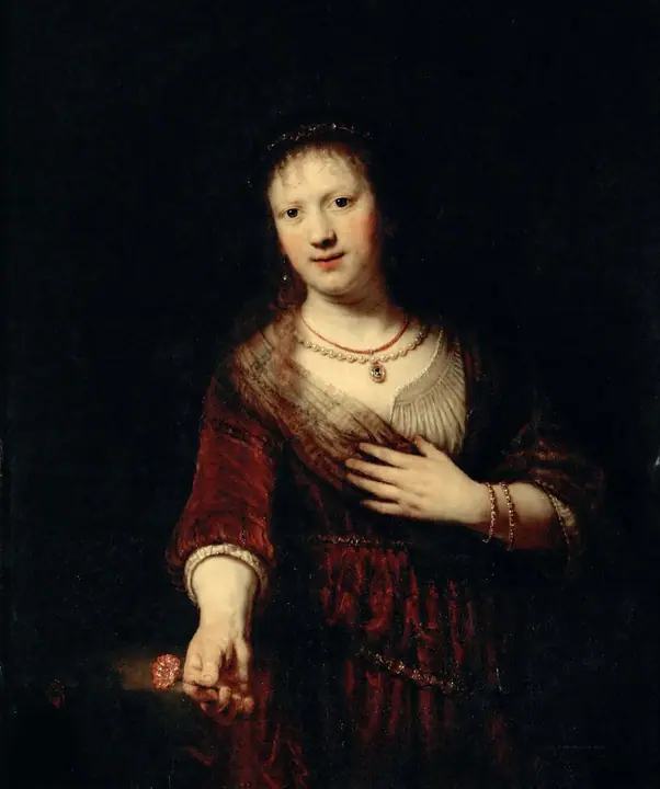 Saskia con una flor roja, Rembrandt van Rijn