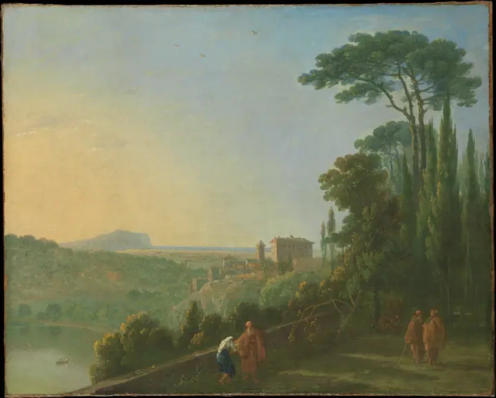 El lago Nemi y Genzano desde la terraza del monasterio capuchino, Richard Wilson