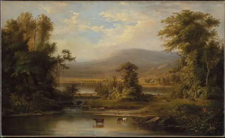 Paisaje con vacas abrevando en un arroyo, Robert S. Duncanson