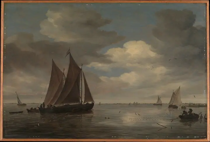 Barcas de pesca en un río, Salomon van Ruysdael