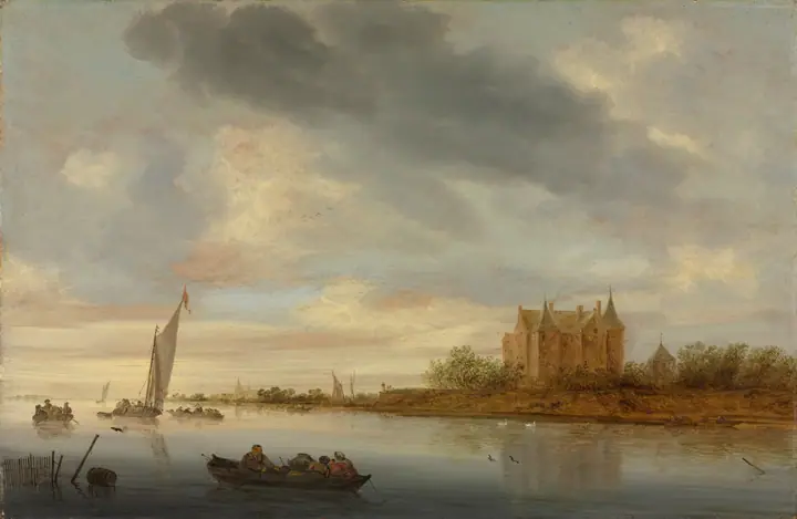 Castillo junto a un río, Salomon van Ruysdael