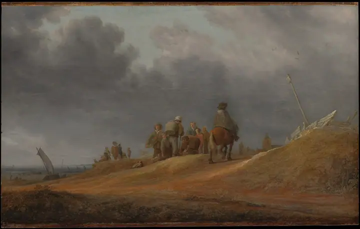 Mercado junto a la costa, Salomon van Ruysdael