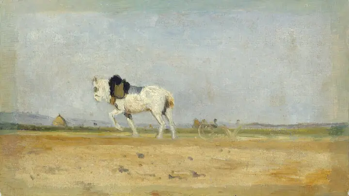 Caballo de labranza en un campo, Stanislas Lépine