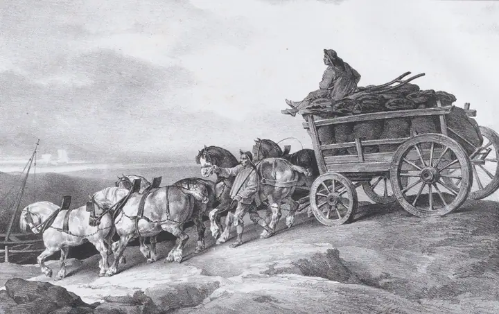 Carro tirado por caballos píos, Théodore Géricault