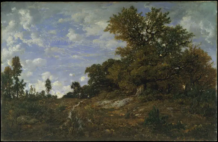 El borde del bosque en Monts-Girard, bosque de Fontainebleau, Théodore Rousseau