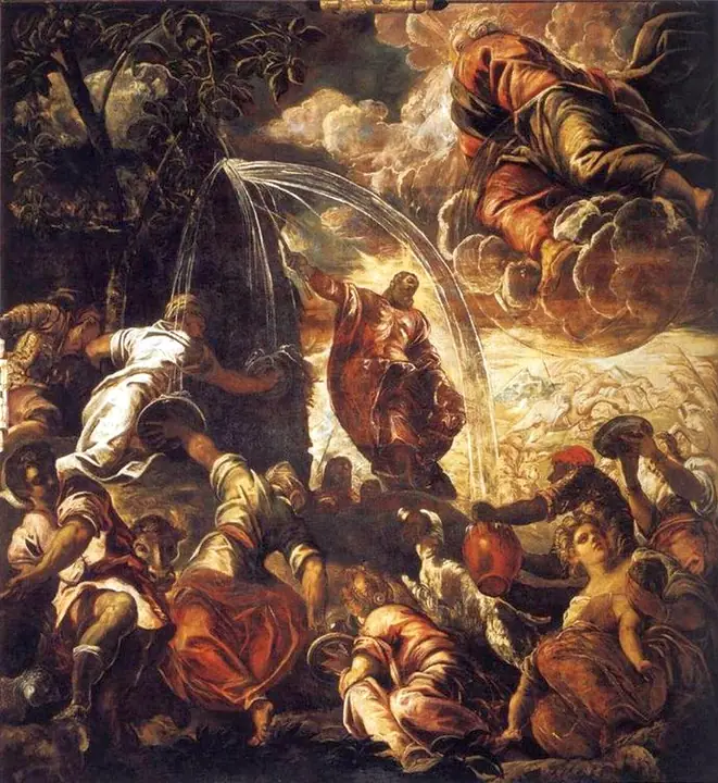 Moisés haciendo brotar agua de la roca, Tintoretto