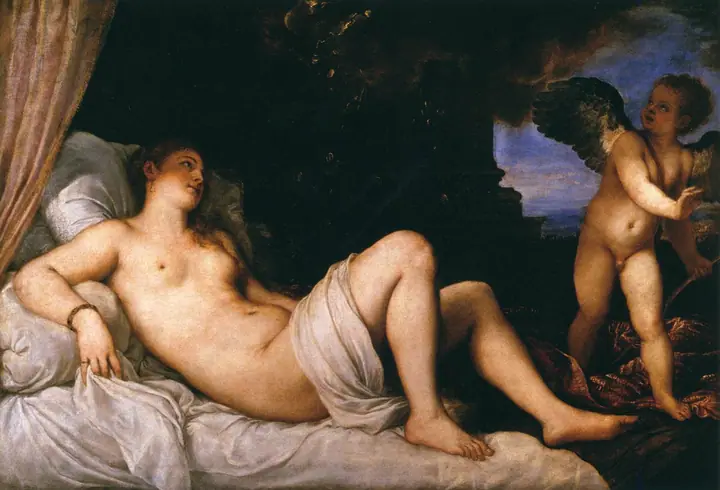 Dánae recibiendo la lluvia de oro, Tiziano Vecellio