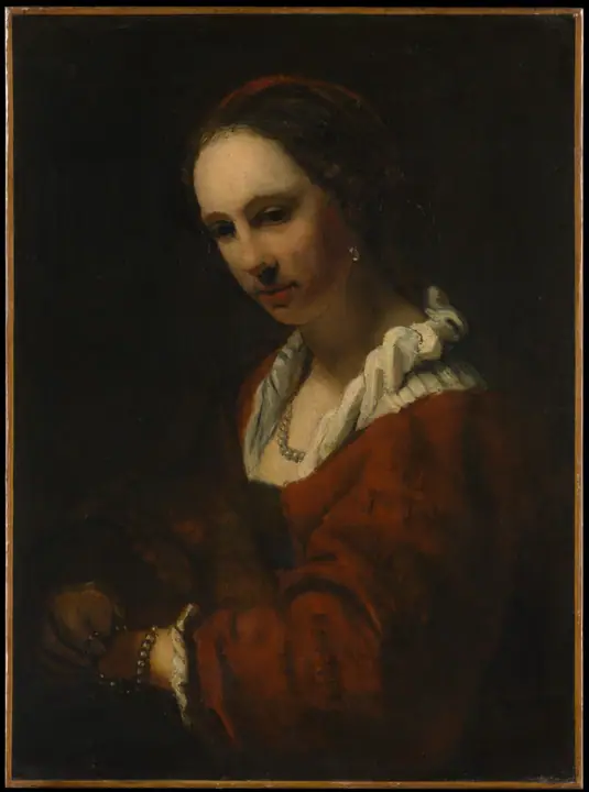 Joven mujer con un collar de perlas, Willem Drost