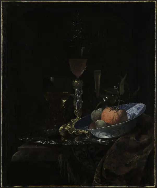 Copa de vino y cuenco de fruta, Willem Kalf