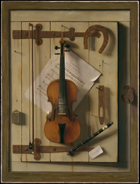 Naturaleza muerta, violín y partitura, William Michael Harnett