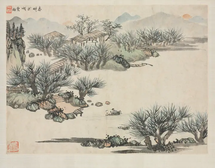 Álbum de paisajes en varios estilos, Arado de primavera, Zha Shibiao